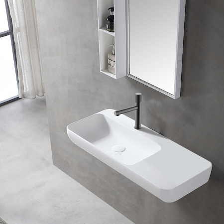 Смеситель для раковины Vincea Groove VBF-4G1GM однорычажный, вороненая сталь