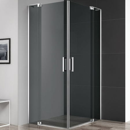 Душевой уголок Cezares Slider 110x80 SLIDER-AH-2-70/80-100/110-GRIGIO-Cr профиль Хром стекло тонированное без поддона
