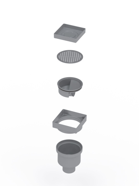 Трап для душа BERGES водосток напольный Trend Keramik 100*100 под керамическую плитку, D50 вертикальный