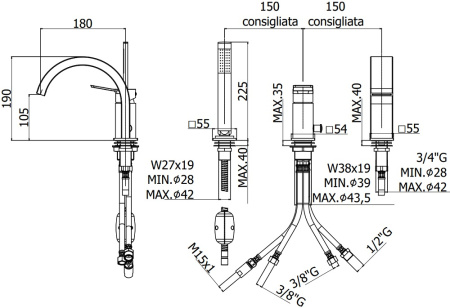 Смеситель Paffoni Tilt TI040BO Смеситель Paffoni Tilt TI040BO