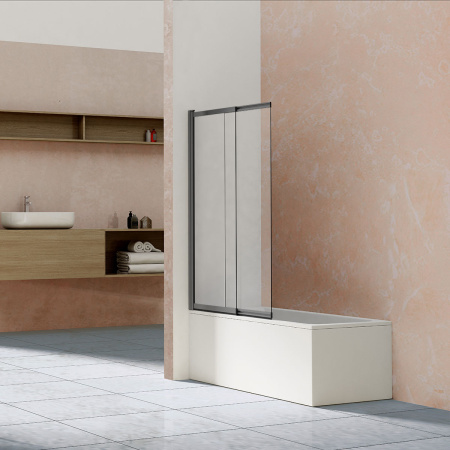 Шторка на ванну Vincea VSB-1E100CLGM 1000*1450, вороненая сталь, стекло прозрачное