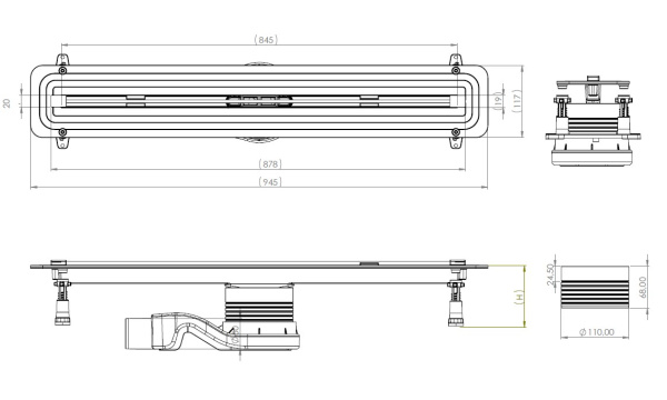 Душевой лоток Allen Brau Liberty 9.50002.SS 850 мм