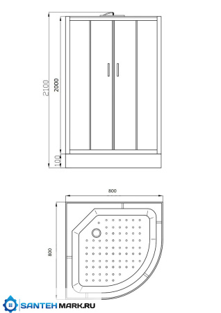 Душевая кабина Parly EC831 (80х80х210)