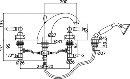 Смеситель Cezares Diamond DIAMOND-BVD-01-Sw с донным клапаном