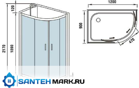 Душевая кабина WeltWasser WW500 Werra 1201 L