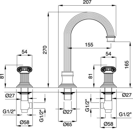 Смеситель для раковины Cezares Olimp OLIMP-BLS2-A-02-M с донным клапаном