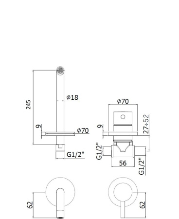 Смеситель Paffoni Light LIG007ST70 (с внутренней частью) Смеситель Paffoni Light LIG007ST70 (с внутренней частью)