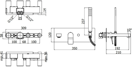 Смеситель Paffoni Tilt TI001NO (с внутренней частью)
