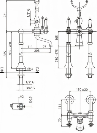Смеситель Cezares First FIRST-VDP-03/24-M