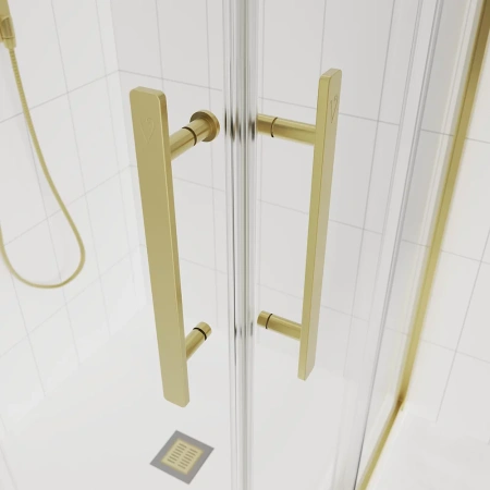 Душевой уголок Veconi Evo 300 G, 1000х800x1950, золото брашинг, прозрачное стекло