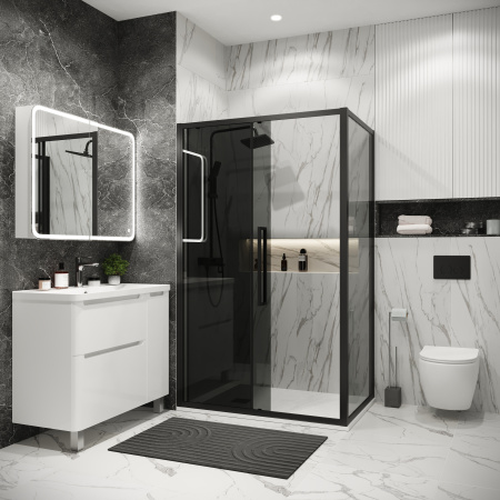 Душевая боковая стенка Grossman Cosmo 200.K33.02.100.21.10 (100х195) черный матовый,стекло тонированное, 1 место