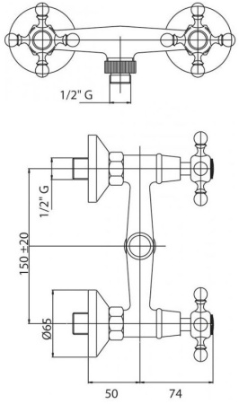 Смеситель для душа Cezares Nostalgia NOSTALGIA-D-03/24-Bi
