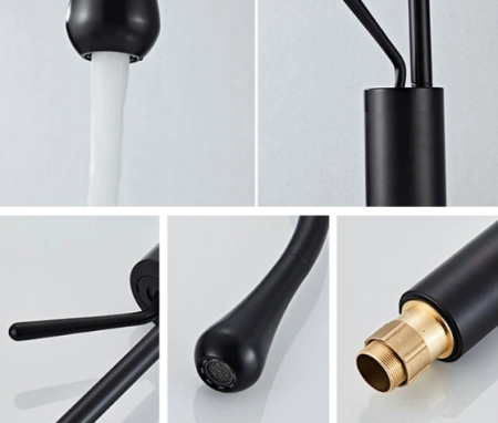 Смеситель Boch Mann TROPFEN B XL для раковины, черный, высокий BM9634