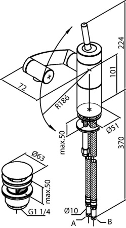 Смеситель для раковины Damixa Arc 290217464 Хром Черный