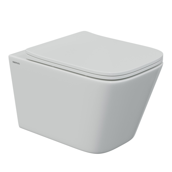 Комплект BERGES: инсталляция АТОМ Line кнопка белая, унитаз FLOE S Rimless 51 см, сидение дюропласт Floe S Slim SO, микролифт, быстросъём
