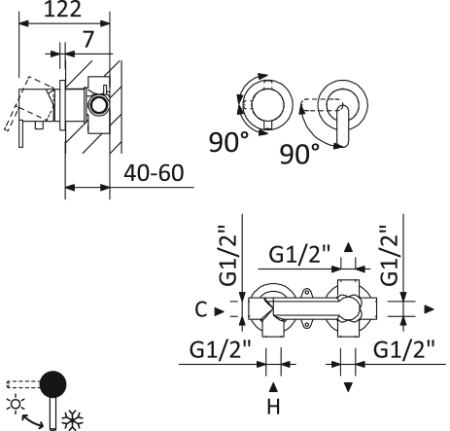 Смеситель для душа CEZARES LEAF-VDIM3-SS