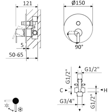 Смеситель для душа Cezares LEAF-VDIM-NOP Черный матовый Смеситель для душа Cezares LEAF-VDIM-NOP Черный матовый