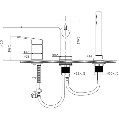 Смеситель для ванны BelBagno Delta DEL-BVD3-BORO Золото брашированное