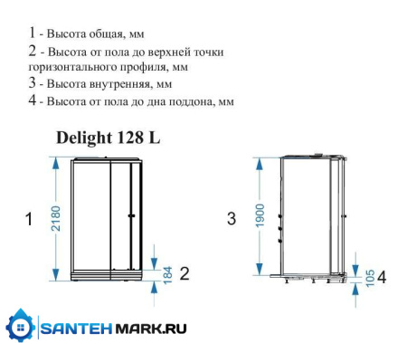 Душевая кабина Domani-Spa Delight 128 L с гидромассажем черные стенки прозрачные стекла