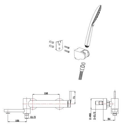 Смеситель BelBagno ETNA ETN-SET-VDH-IN Серый