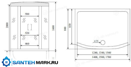 Душевой бокс Timo Standart T-6670 Black 170x88 Душевой бокс Timo Standart T-6670 Black 170x88