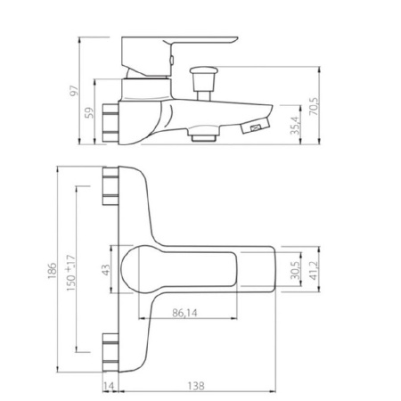 Смеситель для ванны Damixa Origin Elegance 841000000 Хром Белый