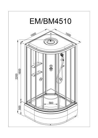 Душевая кабина DTO EM 4510 стандартная 100х100