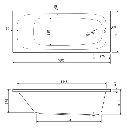 Ванна CEZARES ECO-160-70-41-W37