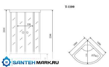 Душевая кабина Timo Standart T-1100 P 100x100