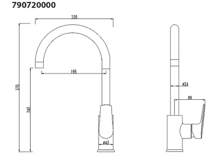 Смеситель для кухонной мойки Damixa RedBlu 790720000 Черный Хром