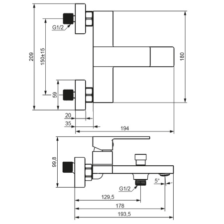 Смеситель для ванны Damixa Gala 531000300 Черный матовый