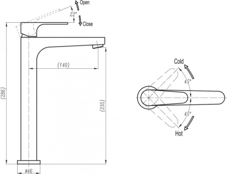 Смеситель Cezares Laconico LACONICO-C-LC25-BLC