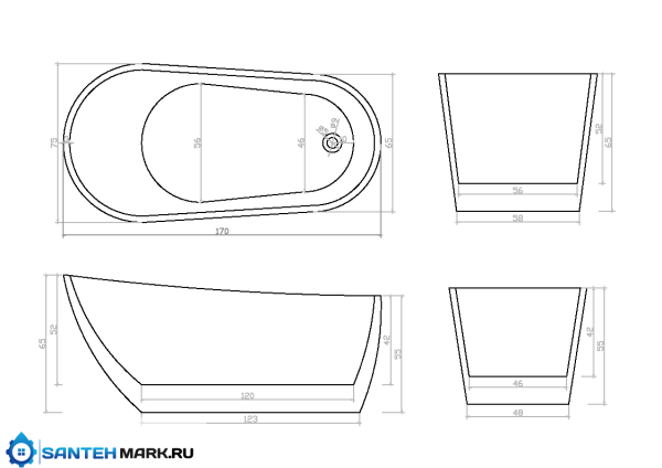 Акриловая ванна Ceruttispa VIVA (1700x750x650)