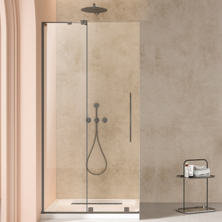 Душевая перегородка Vincea Walk-In VSW-4WSL120CLGM-L, левая, 1200*2000, вороненая сталь, стекло прозрачное