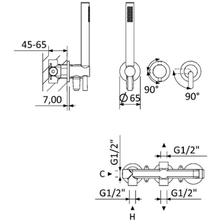 Смеситель для душа Cezares Leaf LEAF-DIM3-D-L-01 Хром