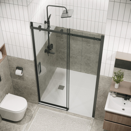 Душевая дверь в нишу Grossman Classic 100.K33.04.160.42.00 (160х195) графит сатин,стекло прозрачное,раздвижная, 1 место