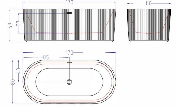 Ванна Esbano Tortuga ESVATORTW 1700x800x590