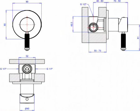 Смеситель для душа Cezares Aphrodite APHRODITE-DIM2-01-Bi с внутренней частью Смеситель для душа Cezares Aphrodite APHRODITE-DIM2-01-Bi с внутренней частью