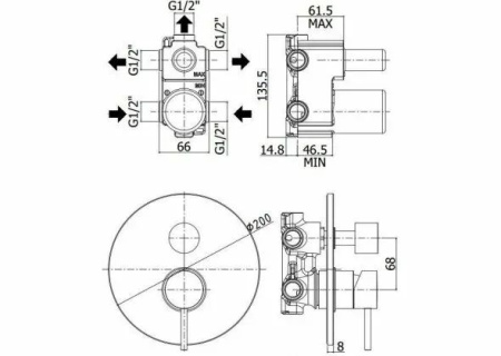 Смеситель Paffoni Light LIG019ST (с внутренней частью)