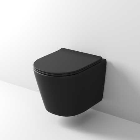 Унитаз Grossman GR-4477BMSQ (485*360*330) ЧЕРНЫЙ МАТОВЫЙ подвесной безободковый СМЫВ ТОРНАДО БЕСШУМНЫЙ 1 мест