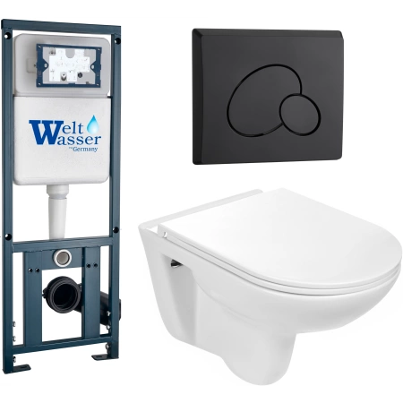 Комплект Weltwasser 10000010356 подвесной унитаз Baarbach 004 GL-WT + инсталляция Marberg 410 + кнопка MAR 410 RD MT-BL