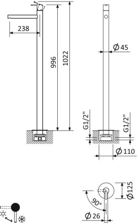 Смеситель для раковины CEZARES LEAF-TVP-NOP