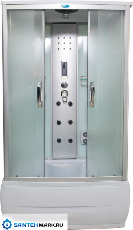 Душевая кабина Водный мир ВМ-8309 белые рифленые/черный 120x80