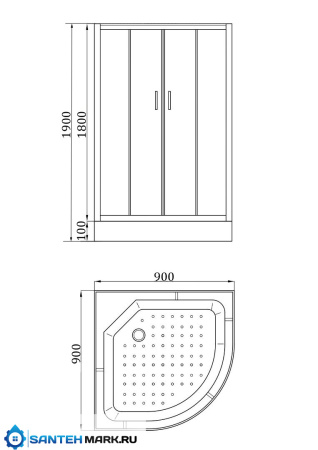 Душевая кабина Ceruttispa KORRA90 без крыши