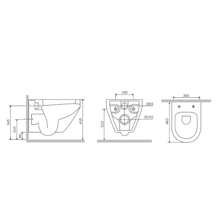 Комплект унитаза с инсталляцией AM.PM Spirit V2.0 FlashClean IS47031.701700 с сиденьем Микролифт и клавишей смыва Никель матовый