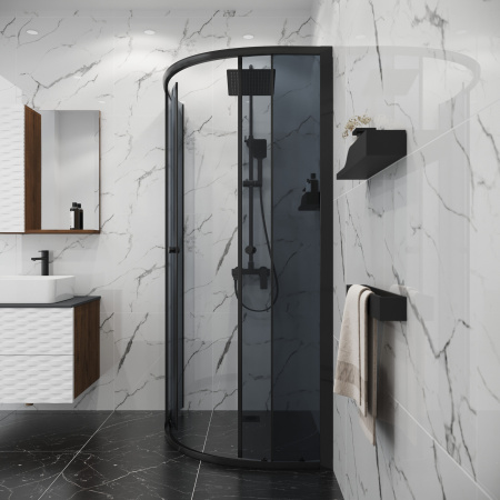 Душевой уголок Niagara Eco NG-1003-14T (80х80х190) четверть круга,раздвижное,черный,стекло тонированное,1 место, без поддона в комплекте