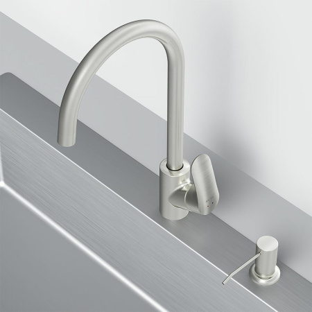 Смеситель для кухонной мойки AM.PM Like F8007T11 с дозатором для моющего средства Сатин