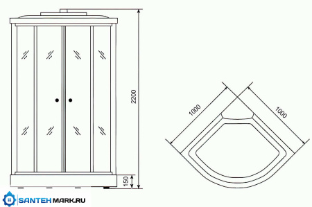 Душевая кабина 100x100 Loranto CS-005 M 100*100*220 Душевая кабина 100x100 Loranto CS-005 M 100*100*220