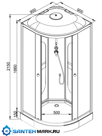 Душевая кабина DTO L 609 90x90