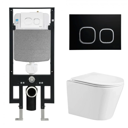 Комплект Weltwasser 10000011489 подвесной унитаз Salzbach 043 GL-WT + инсталляция Amberg 497 + кнопка Amberg RD-BL